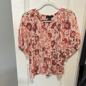 Sanctuary Floral Blouse - Pink and Red